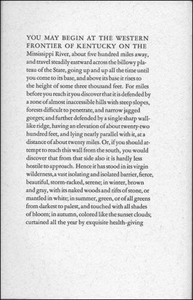 Item #199 The Cumberlands (cloth). James Lane Allen, Wendell Berry