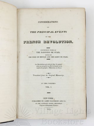 Considerations on the Principal Events of the French Revolution, Vols I-II